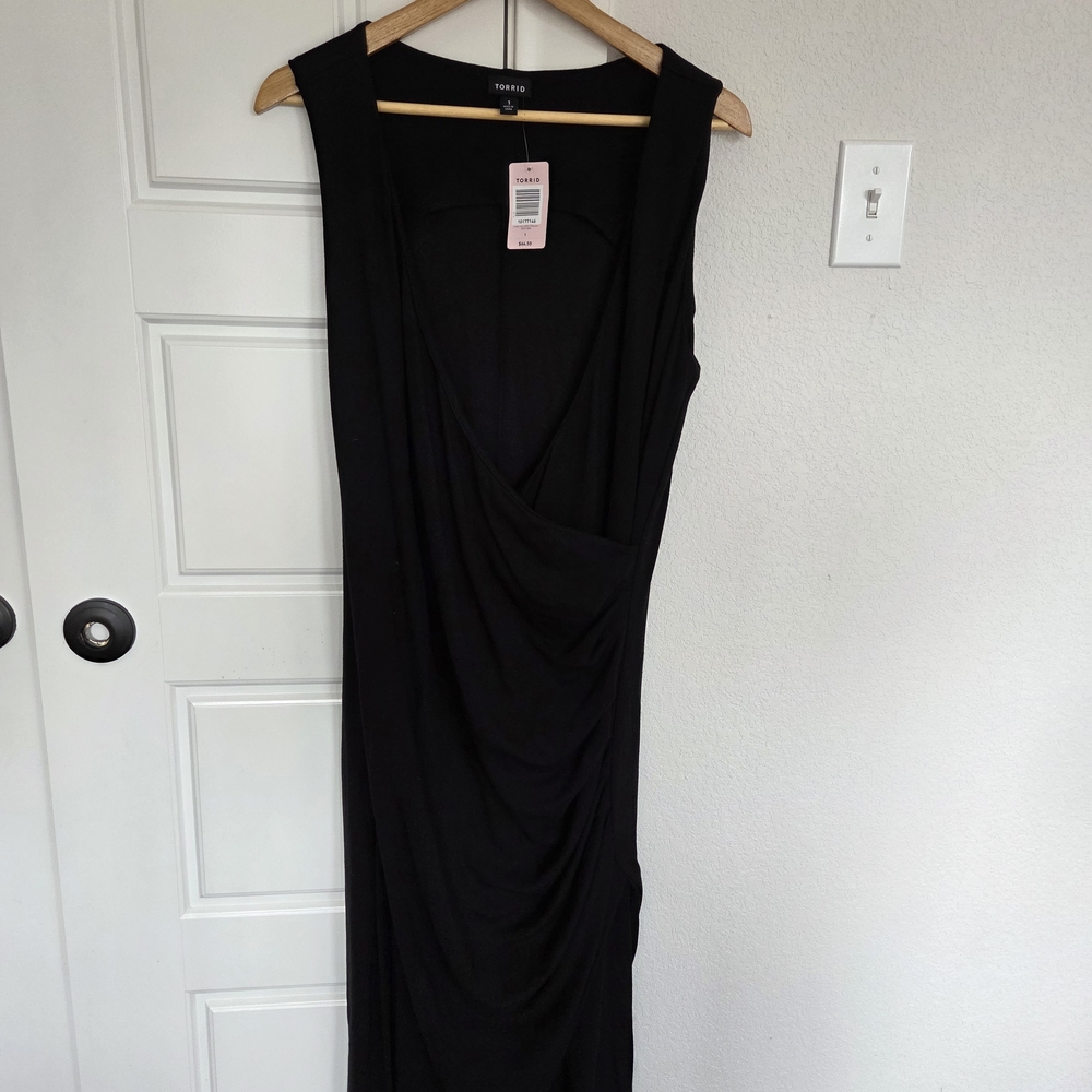Torrid Black Draped Midi Dress